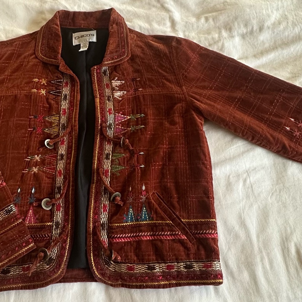 Chico's Women's Rust Embroidered Blazer